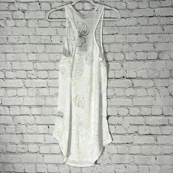 NWT‎ TEREZ WHITE PALM CREWNECK SLEEVLESS BURNOUT TANK COVERUP SIZE M - Picture 9 of 9